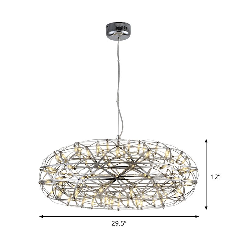 Chromscheibenförmige Kronleuchterlampe moderne 16 "/21" W LED Edelstahl hängen Licht in warmem/weißem Licht