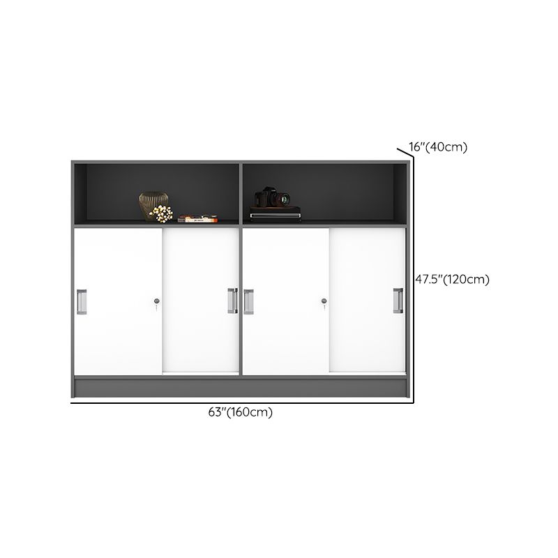 Modern Locking File Cabinet Wooden Contrast Panel File Cabinet for Home Office