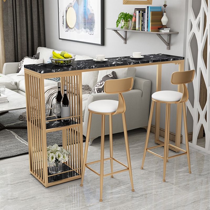 Contemporary Living Room Counter Height Table Storage Marble Bar Height Cocktail Table