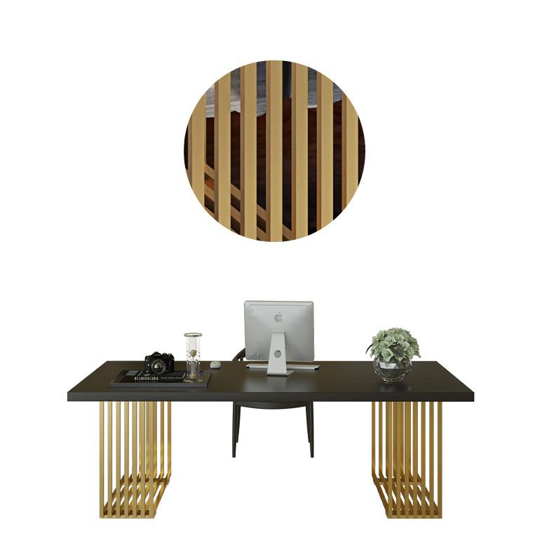 Glam Style Wooden Office Desk Black Top Home Desk with Metal Legs