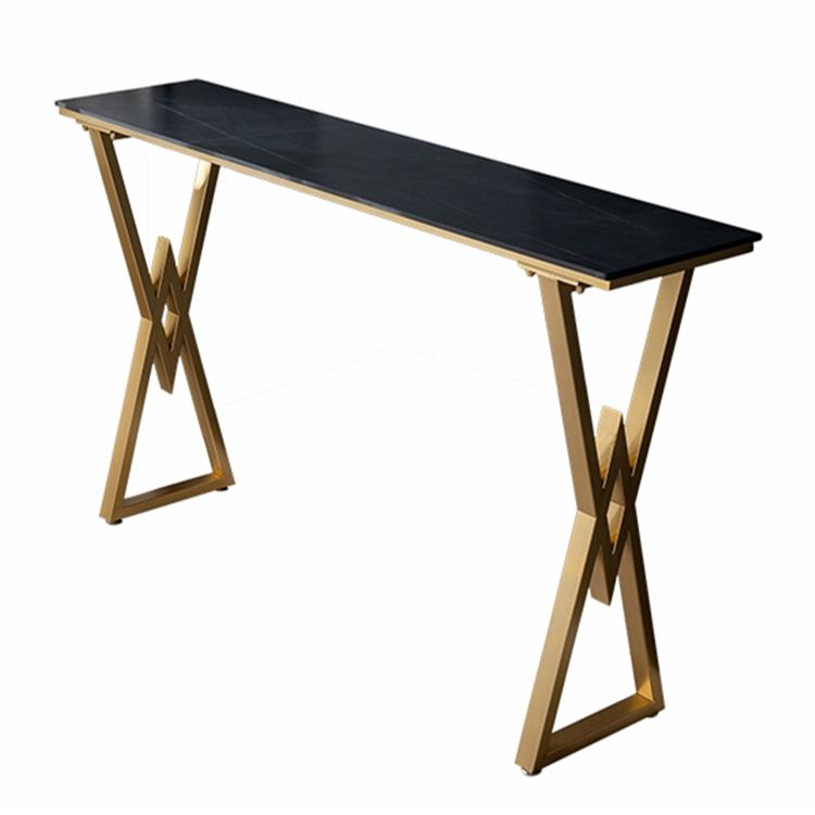 Nordic Bar Table Stone Top Bistro Table with Gold Double Pedestal