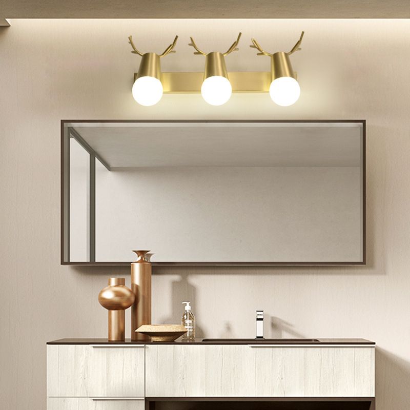 Modern Wall Light Fixture Antler-shaped Wall Mounted Lighting in Gold for Washroom