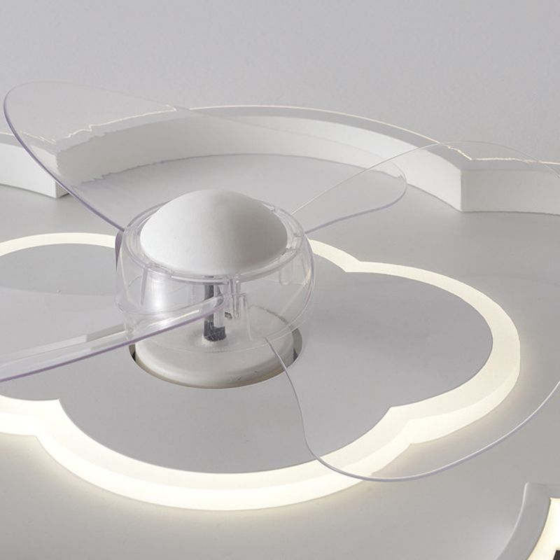 Modern 2-Light White Ceiling Fan Lamp LED Ceiling Fan Light for Bedroom