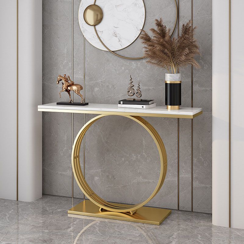 Modern Iron Console Sofa Table Rectangle Marble End Table for Hall