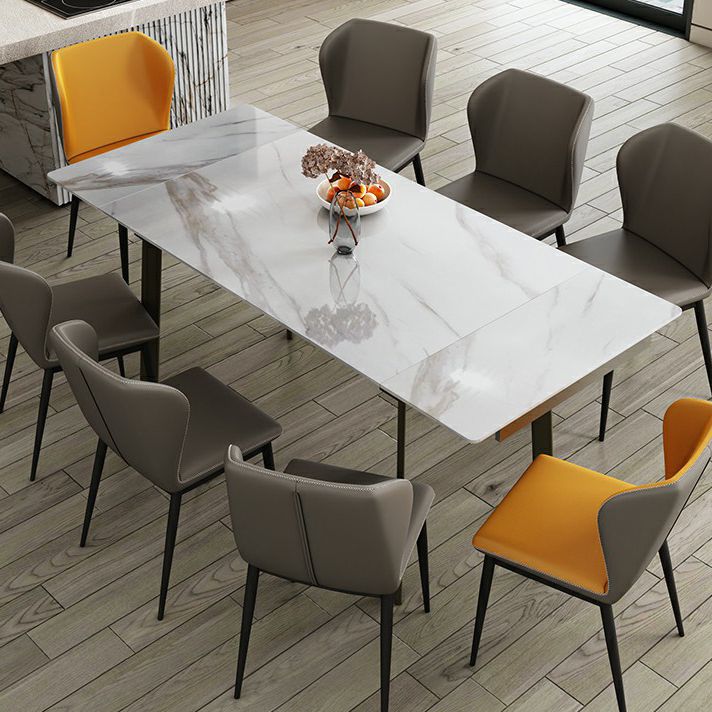 Contemporary Sintered Stone Dining Furniture with Rectangle DiningSet with Removable Leaf