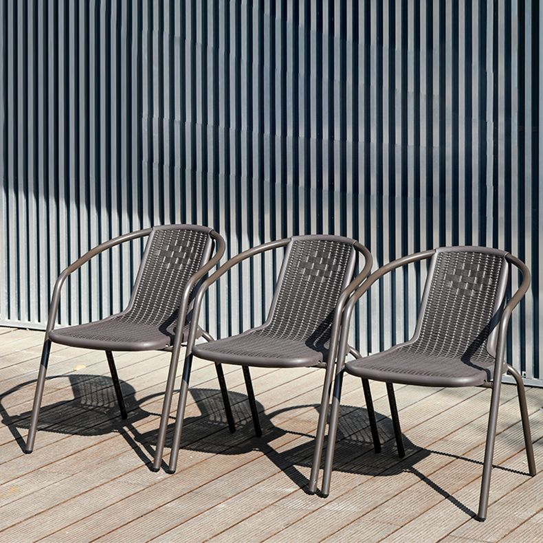 Water Resistant Patio Dining Chair Metal Outdoors Dining Chairs with Arm