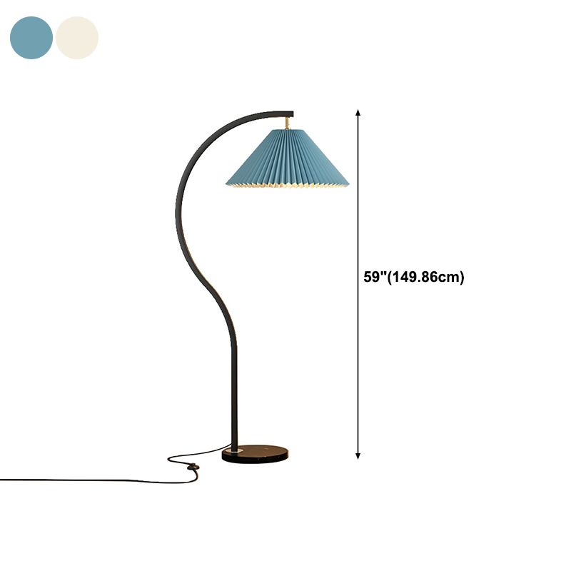 1-Light Nordic Style Floor Lamp Burlap Shade Floor Light for Living Room