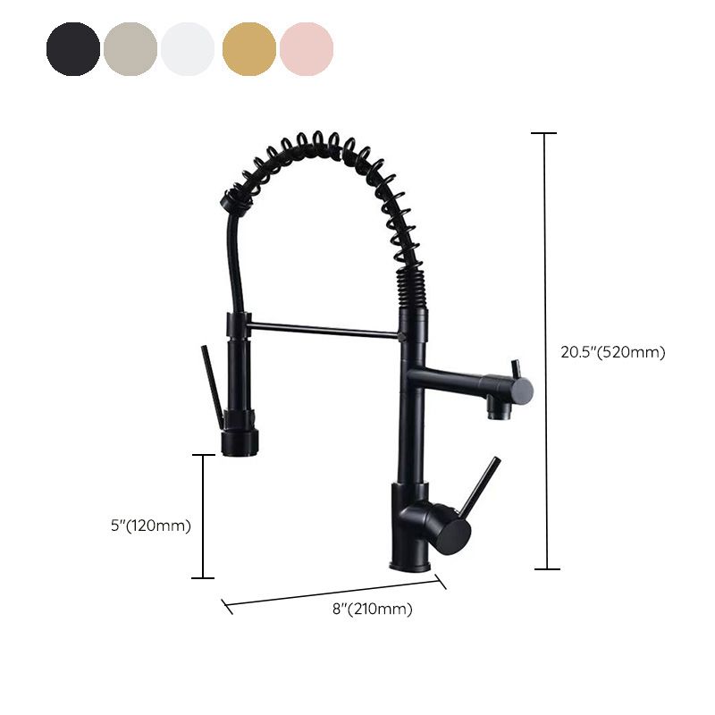 Glam Sink Faucet Brass Lever Handles Spring Neck Swivel Spout Bathroom Vessel Faucet