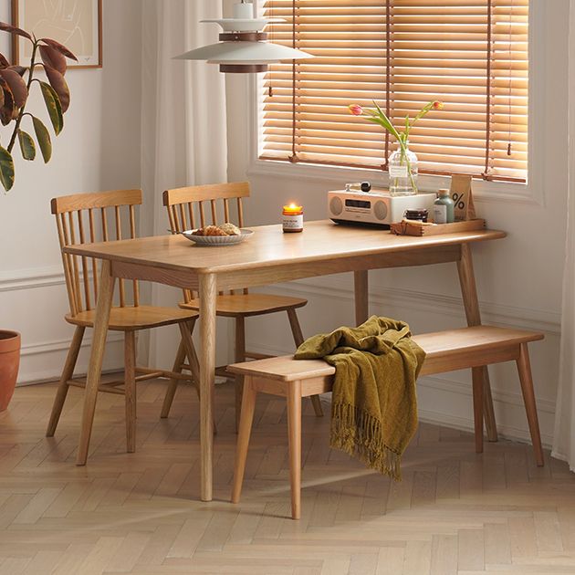 Set da pranzo in legno massiccio contemporaneo rettangolo con set da tavolo da tavolo a 4 gambe
