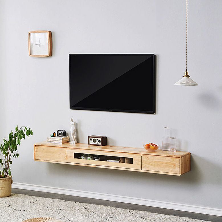 Rubberwood 9.45" D TV Stand Nordic Floating TV Stand with Storage Drawers