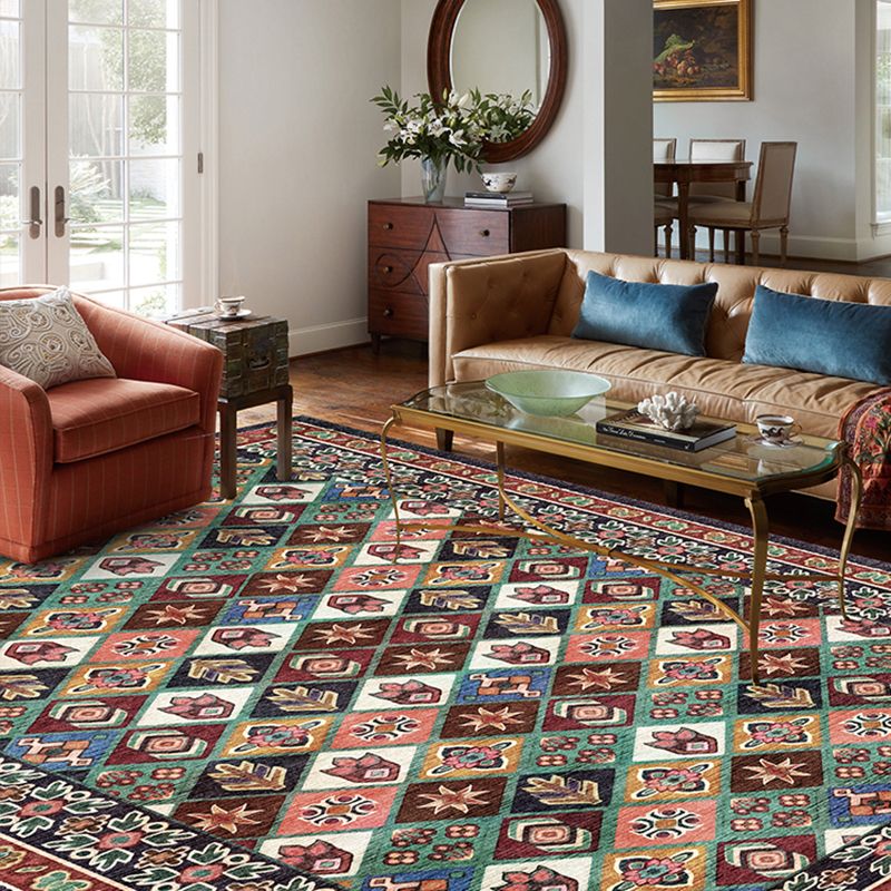 Área de sala de estar tradicional Alfombra Patrón antiguo Área de poliéster alfombra resistente a las manchas de la alfombra