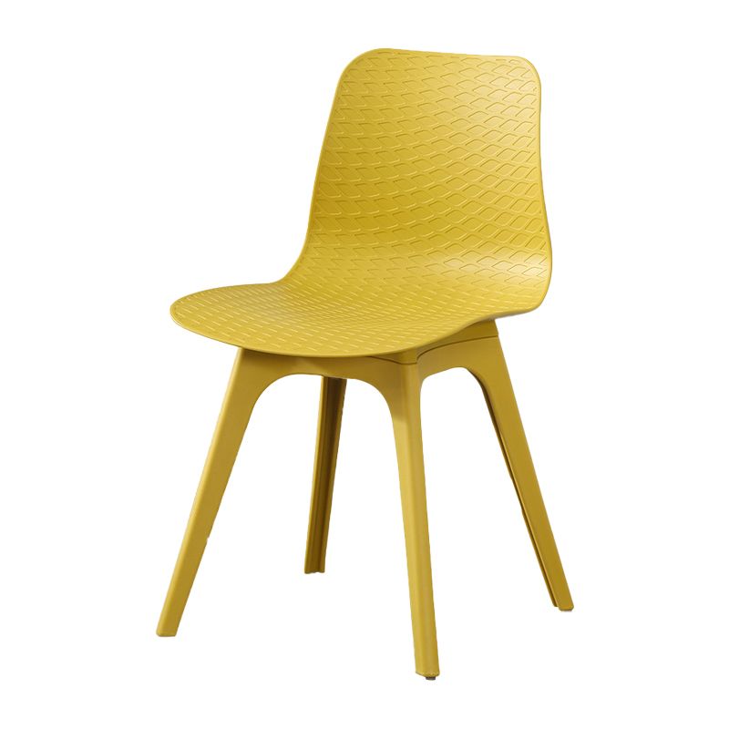 Contemporary Plastic Patio Dining Side Chair Solid Back Dining Side Chair