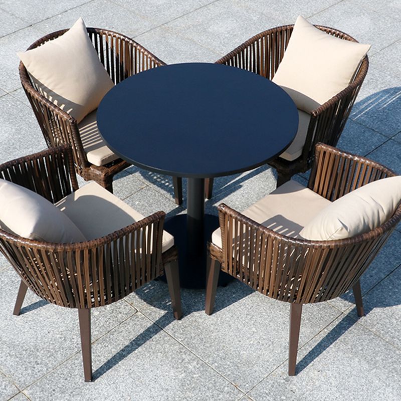 Modern Geometric Waterproof Courtyard Table Metal Base Outdoor Table