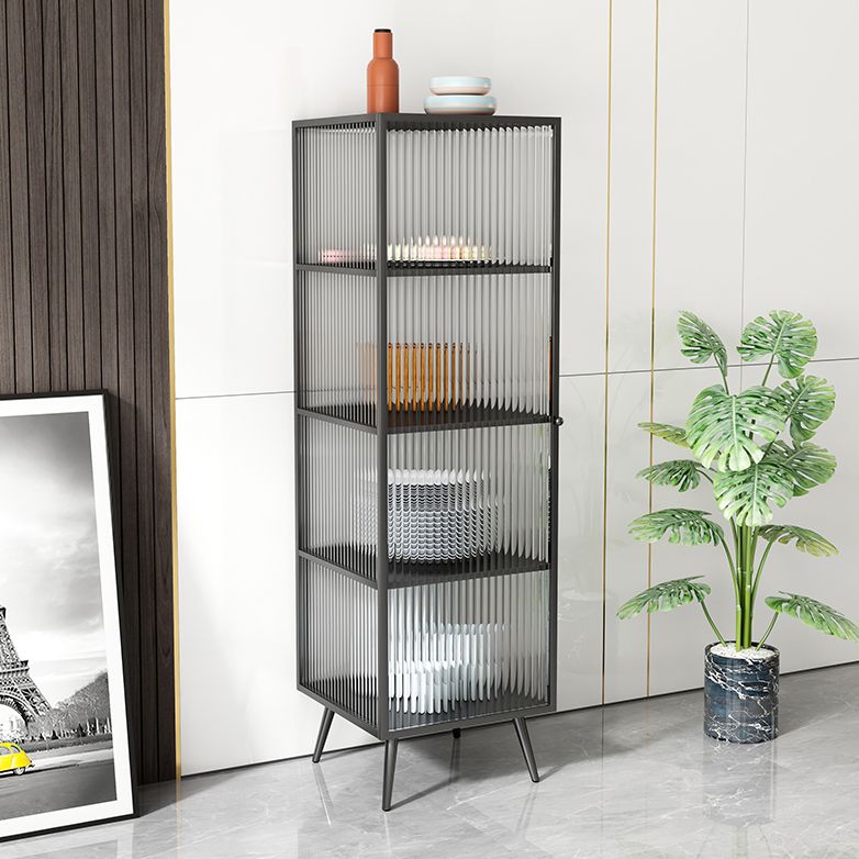 Glass Door Iron Sideboard Modern Server Cabinet with Storage for Dining Room