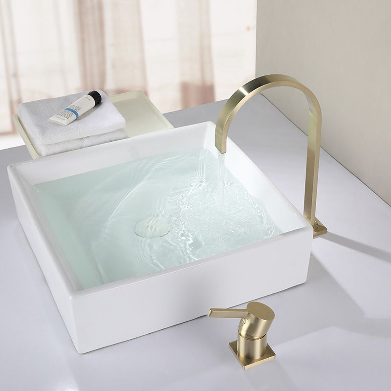 Light Luxury Vanity Sink Faucet Cubic Single Handle Faucet for Bathroom