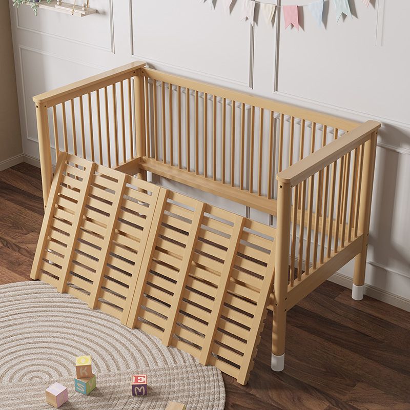 Glam Nursery Bed Beech Washed Natural with Guardrail Nursery Crib