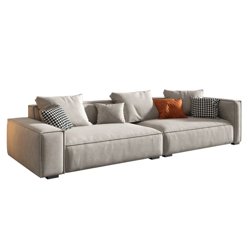 Contemporary Faux Leather Square Arm Sofa Standard Sofa for Living Room