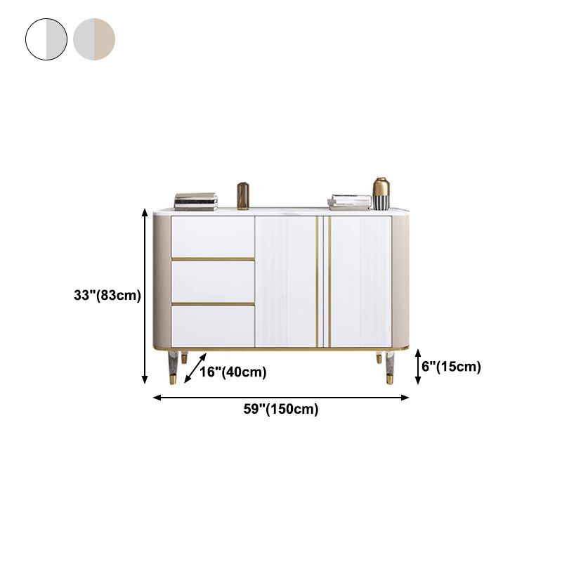 Glam Door Sideboard Sintered Stone Sideboard with Drawers for Living Room