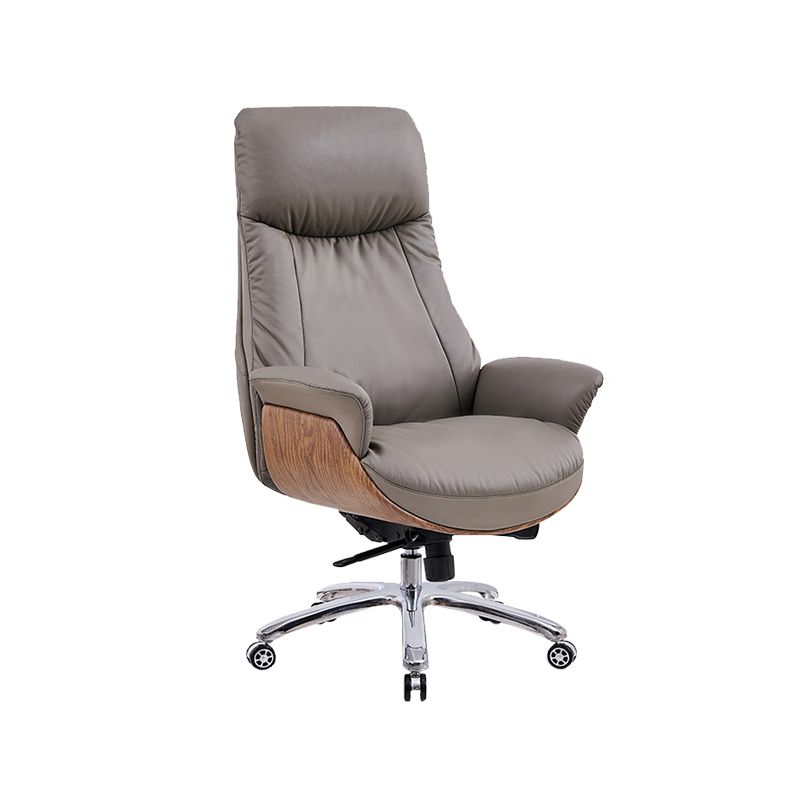 Contemporary Leather Executive Chair Wheels Included Managers Chair for Office