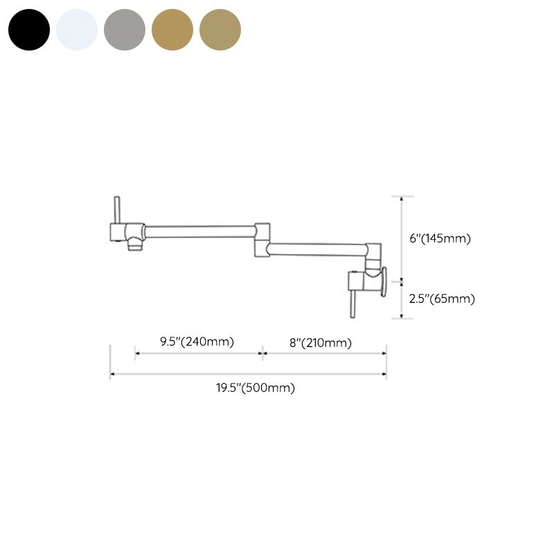 Modern One Handle Wall-mounted Pot Filler Low Profile Water Filler