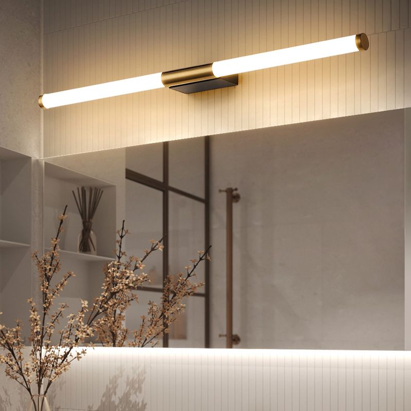 Modern Metal Wall Sconce Linear Shape Vanity Lamp with Plastic Shade