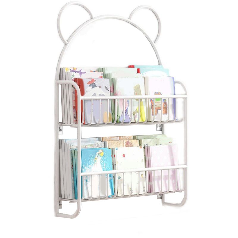 Closed Back Wall Mounted Bookshelf Metal Bookcase with Shelves