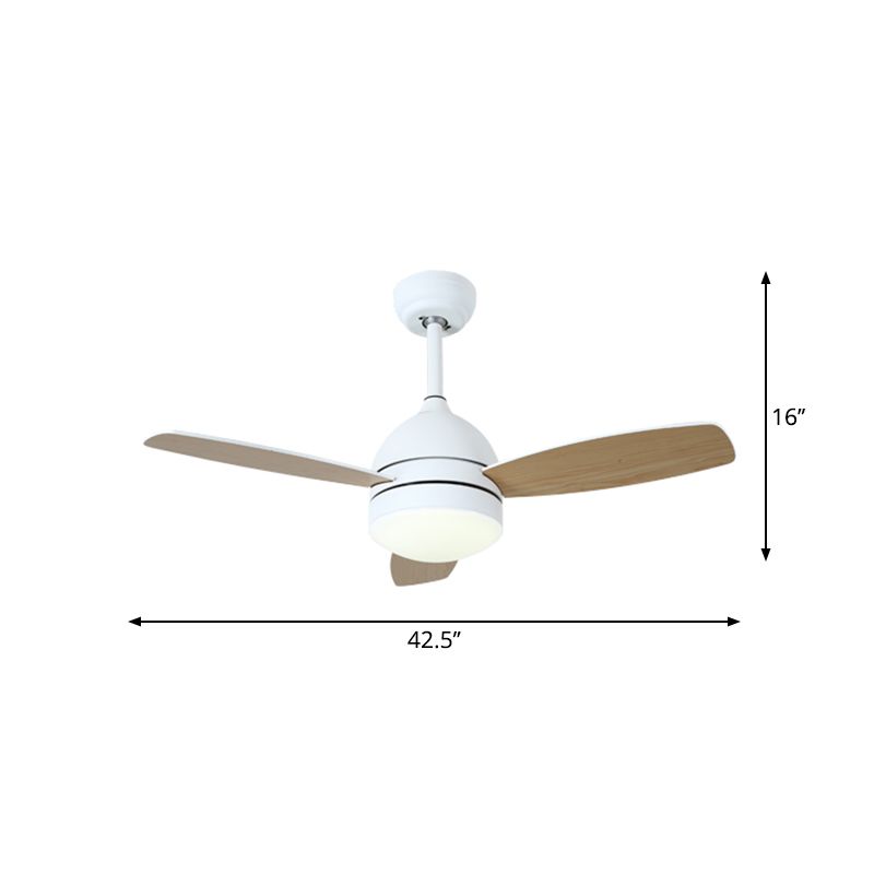 Luz de ventilador colgante de LED de domo de 42.5 "de ancho de 42.5" Iluminación nórdica acrílica de acrílico, 3 cuchillas