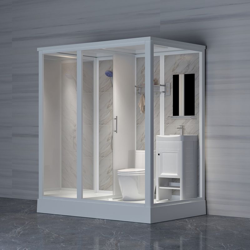 Clear Rectangle Shower Stall Modern Single Sliding Shower Stall