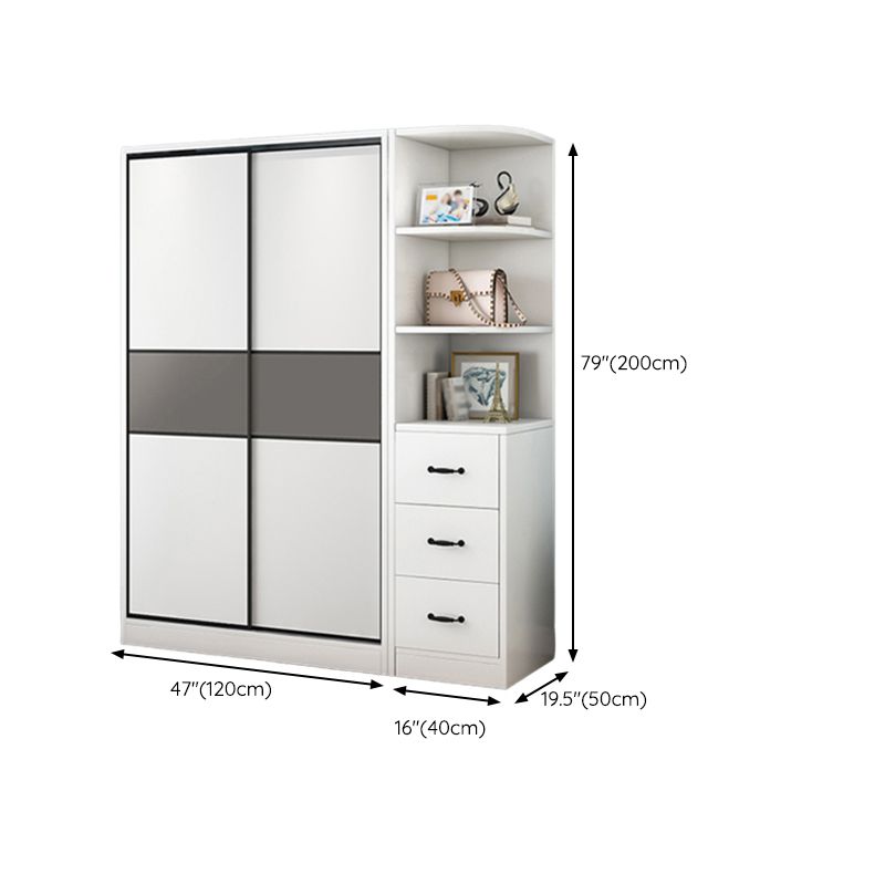 Modern Closet with Shelves Wooden High Gloss Coat Locker in White