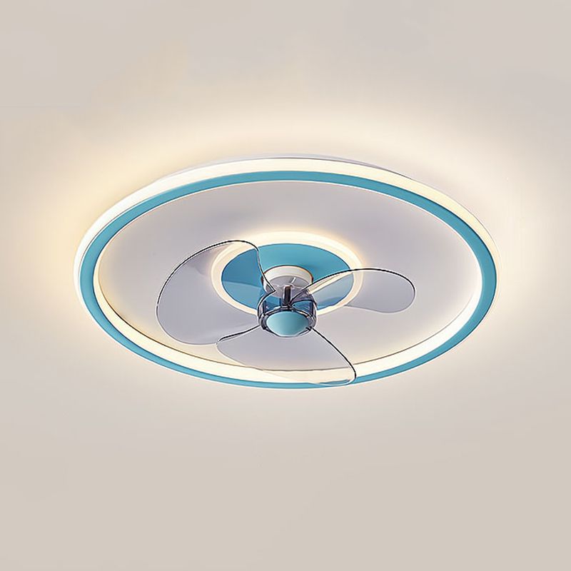 Nordic Style Metal Ceiling Fan Lamp Circle Shape Colorful Ceiling Fan Light for Bedroom