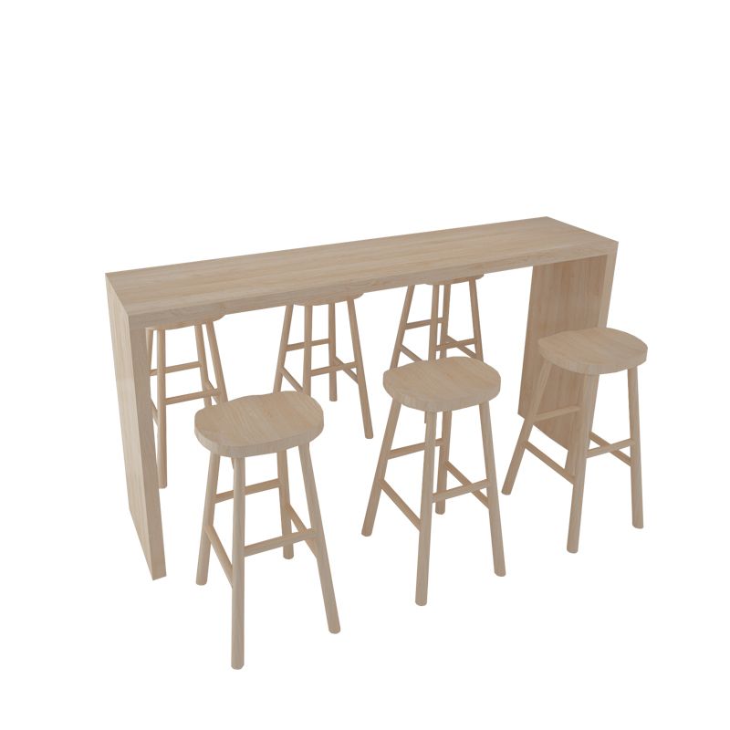 Modern Bar Dining Table Indoor Rectangle Wood Bar Table with Double Pedestal (only table)