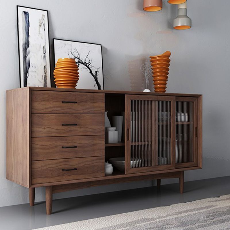 Wooden Home Storage Sideboard Modern Rectangular Side Board with Sliding Door