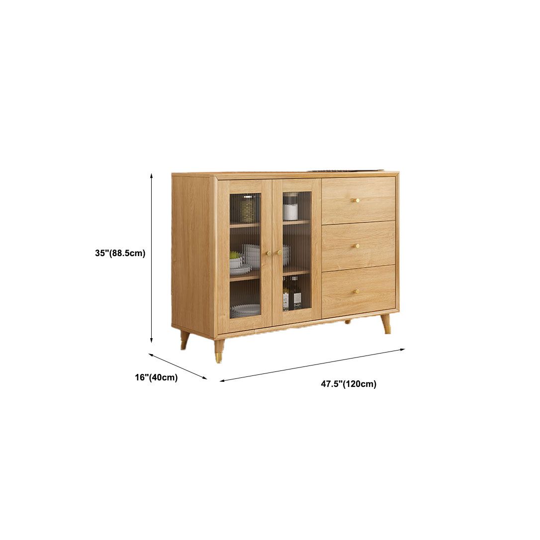 Natural Color Contemporary Sideboard Solid Wood Sideboard with Door and Drawer