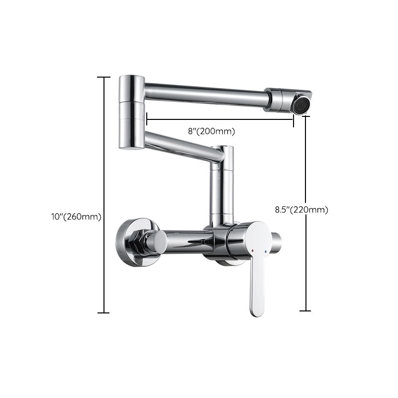 Modern Wall Mounted Pot Filler Faucet in Chrome Kitchen Faucet with Single Level