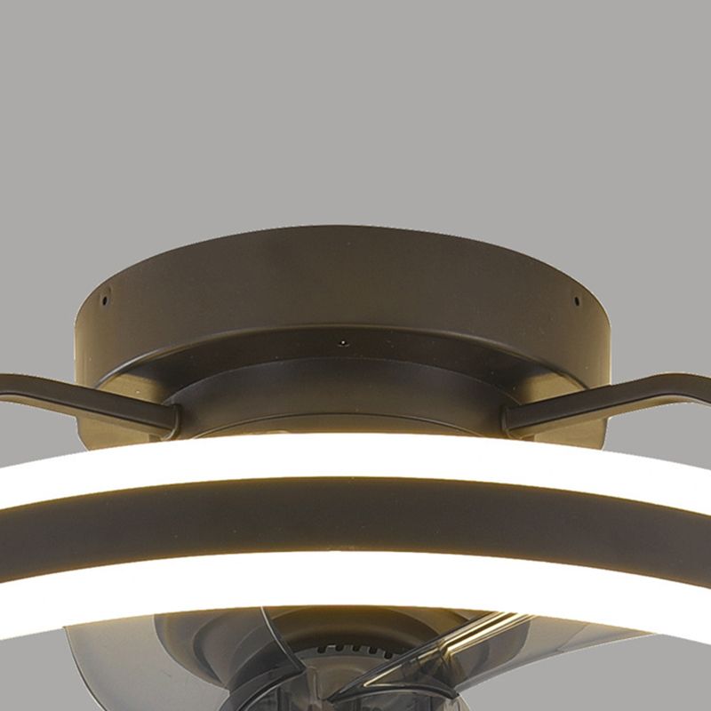 Metal Round Shape Ceiling Fans Light Modern 1-Light Flush Mount Ceiling Fan Light