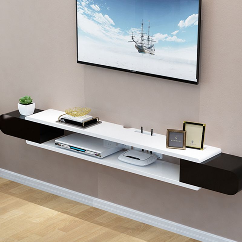 9.5" D Modern Wall-mounted TV Stand Wooden Media Console with 2 Shelfs