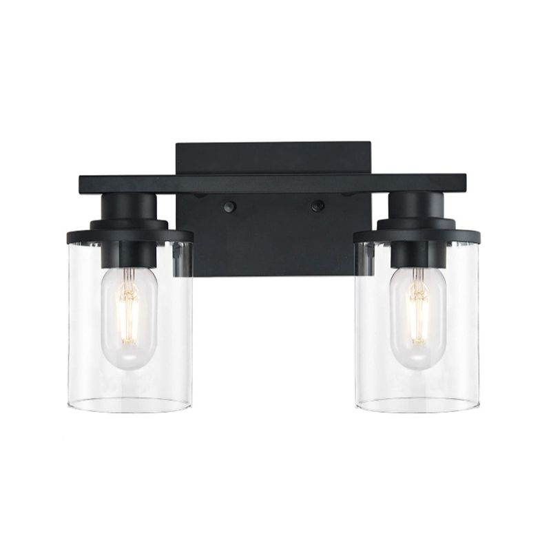 Iron and Glass Bathroom Vanity Lighting 2 / 3 / 4 - Light in Black & Clear Vanity Light