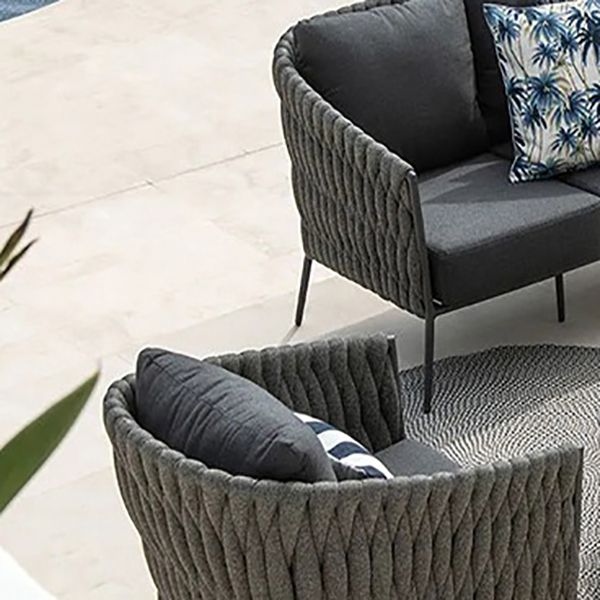 Contemporary Black Outdoor Loveseat Water Resistant Outdoor Loveseat