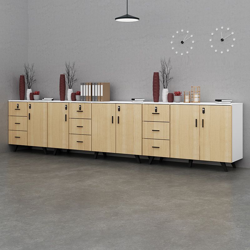 Modern Style File Cabinet Wooden Frame Lock Storage Filing Cabinet