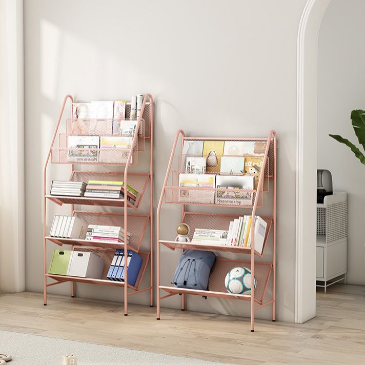 Contemporary Metal Ladder Bookshelf Closed Back Vertical Iron Bookcase