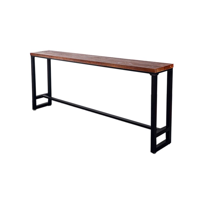 Wood Bar Dining Table Industrial Bar Dining Table with Black Trestle Base