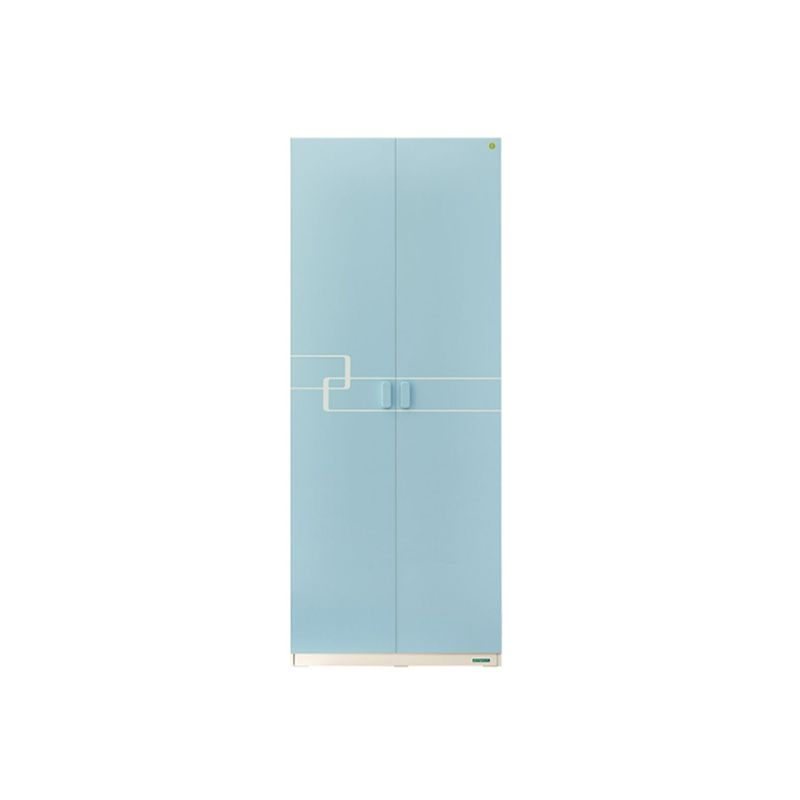 Manufactured Wood with Garment Rod Blue with Shelves Bedroom Armoire