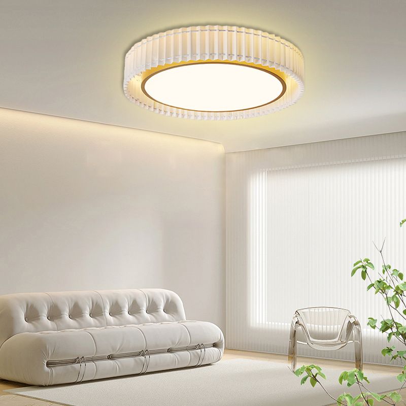 Modern Ceiling Light 1-Light LED Ceiling Mount Light with Fabric Shade for Bedroom