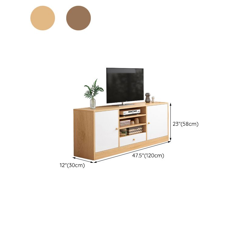 Contemporary TV Stand Engineered Wood Open Storage TV Media Console with Media Shelves