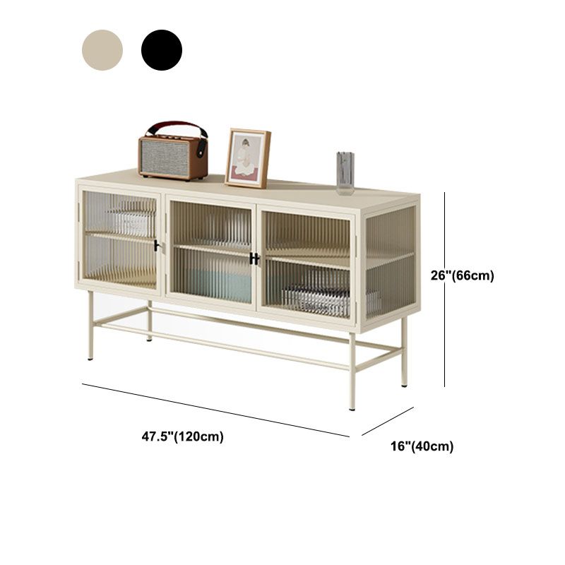 Industrial Metal and Glass TV Media Console 4-Door TV Media Stand