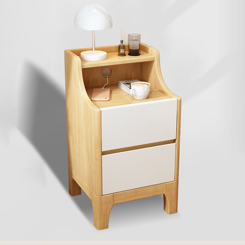 Kids Bedside Table Solid Wood with Drawers Flat Top Youth Nightstand