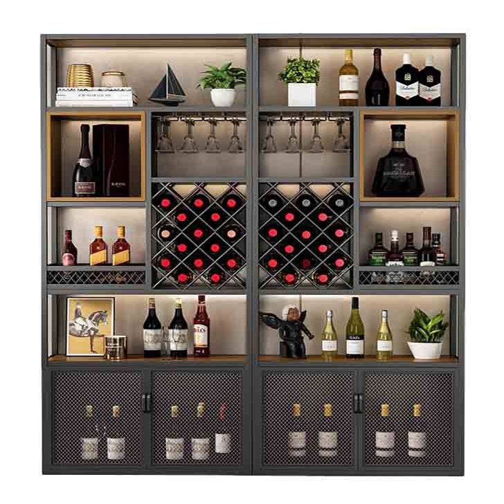 Industrial Wine Rack Kit Floor Wine Holder Rack with Shelf for Kitchen