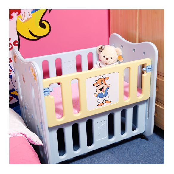 Modern Rectangle Movable Crib Plastic 3-In-1 Convertible Crib