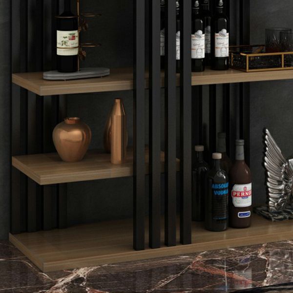 Metal Floor Bottle Wine Rack Contemporary Wine Holder with Storage Shelves