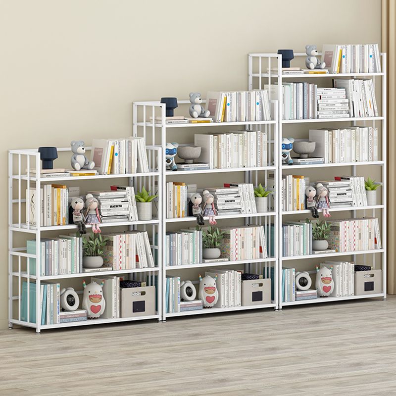 Closed Back Standard Bookshelf Modern Metal Rectangle Shelves Bookcase